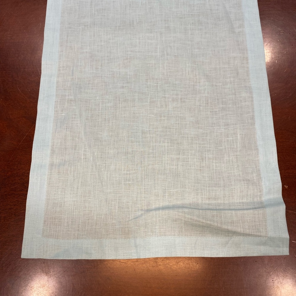 Solino Home Aqua Blue 90” Linen Table Runner - Picture 3 of 10